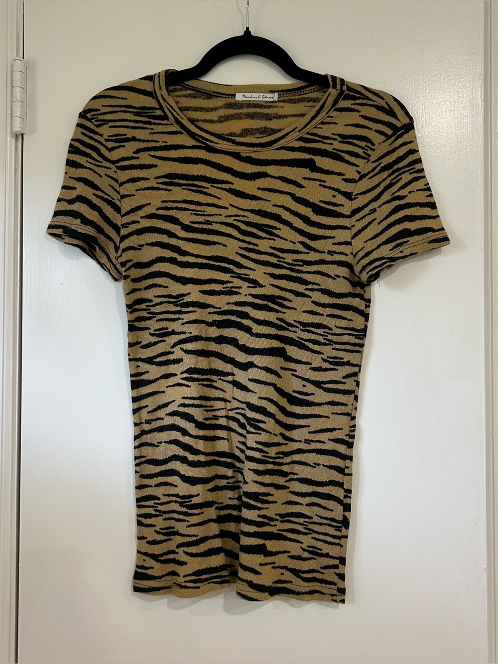 Michael Stars Tiger Print Stretchy Metallic Tee Shirts One Size Anthropologie